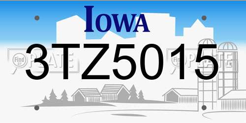 3TZ5015 Iowa License Plate
