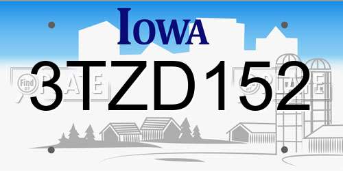 3TZD152 Iowa License Plate