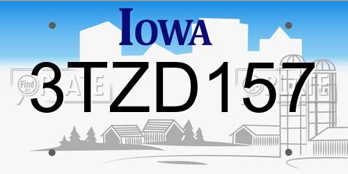 3TZD157 Iowa License Plate