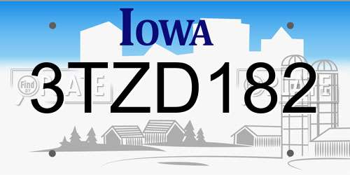 3TZD182 Iowa License Plate