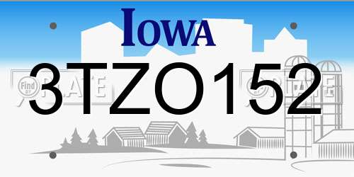 3TZO152 Iowa License Plate