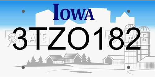 3TZO182 Iowa License Plate