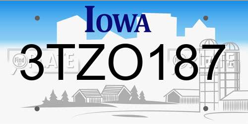 3TZO187 Iowa License Plate