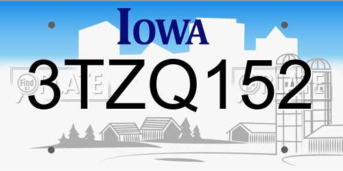 3TZQ152 Iowa License Plate