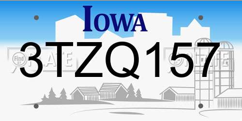 3TZQ157 Iowa License Plate