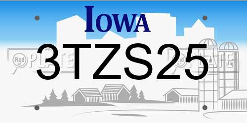 3TZS25 Iowa License Plate
