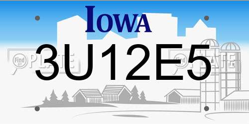 3U12E5 Iowa License Plate
