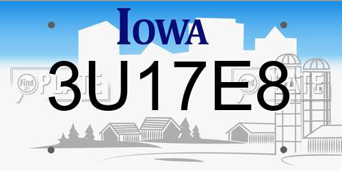 3U17E8 Iowa License Plate