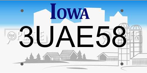 3UAE58 Iowa License Plate