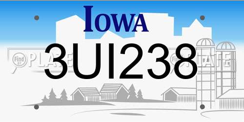 3UI238 Iowa License Plate