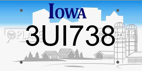 3UI738 Iowa License Plate