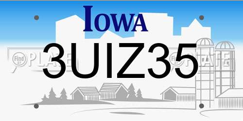 3UIZ35 Iowa License Plate