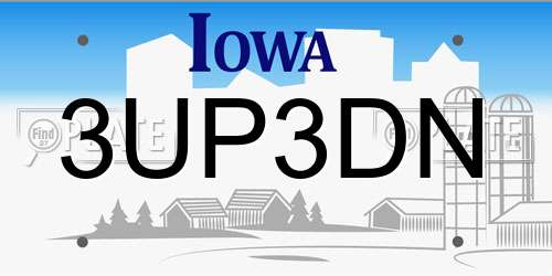 3UP3DN Iowa License Plate