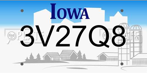 3V27Q8 Iowa License Plate