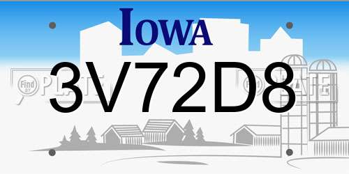 3V72D8 Iowa License Plate