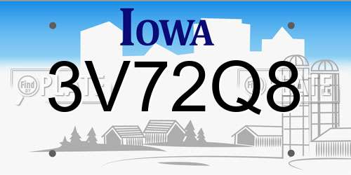 3V72Q8 Iowa License Plate