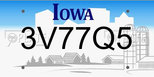 3V77Q5 Iowa License Plate
