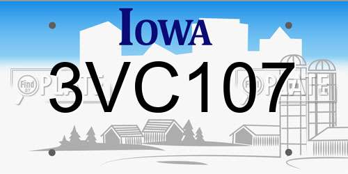 3VC107 Iowa License Plate