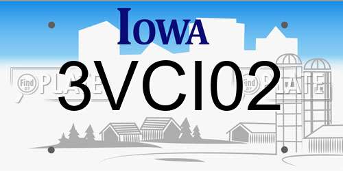 3VCI02 Iowa License Plate