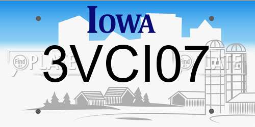 3VCI07 Iowa License Plate
