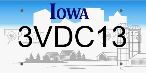 3VDC13 Iowa License Plate