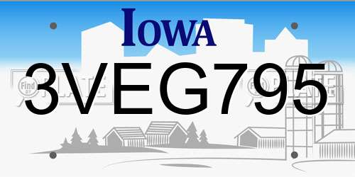 3VEG795 Iowa License Plate