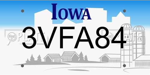 3VFA84 Iowa License Plate