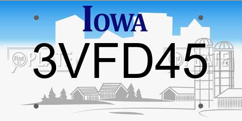 3VFD45 Iowa License Plate