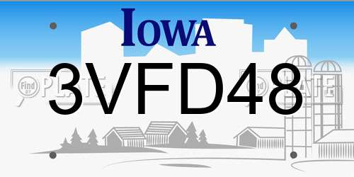 3VFD48 Iowa License Plate