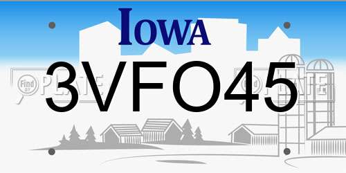 3VFO45 Iowa License Plate