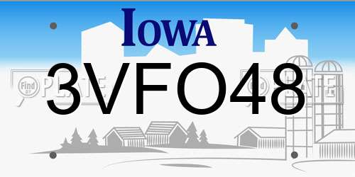 3VFO48 Iowa License Plate