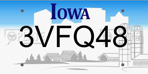 3VFQ48 Iowa License Plate