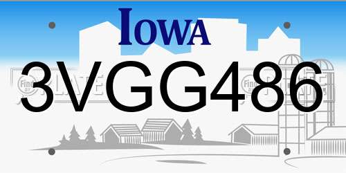 3VGG486 Iowa License Plate