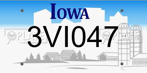 3VI047 Iowa License Plate
