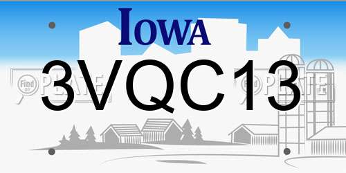 3VQC13 Iowa License Plate
