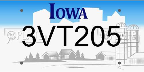 3VT205 Iowa License Plate