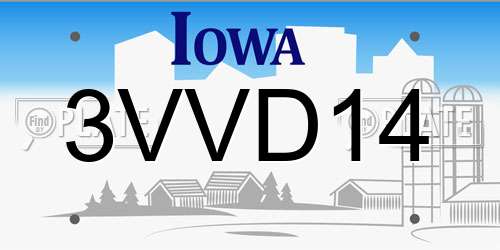 3VVD14 Iowa License Plate