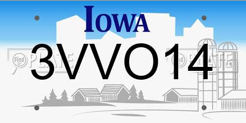 3VVO14 Iowa License Plate