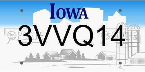 3VVQ14 Iowa License Plate