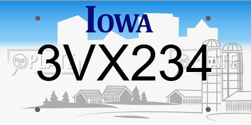 3VX234 Iowa License Plate