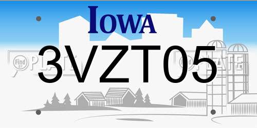 3VZT05 Iowa License Plate