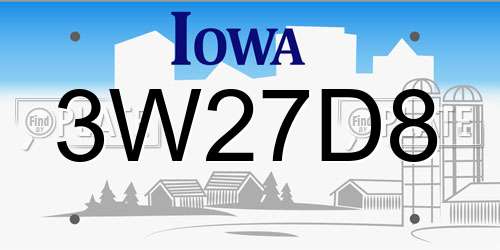 3W27D8 Iowa License Plate