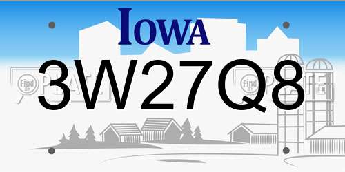 3W27Q8 Iowa License Plate