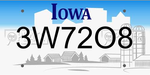 3W72O8 Iowa License Plate