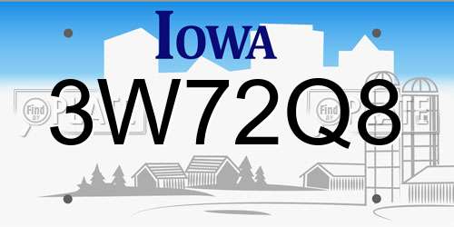 3W72Q8 Iowa License Plate