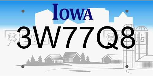 3W77Q8 Iowa License Plate