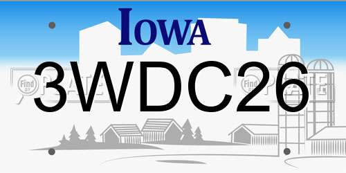 3WDC26 Iowa License Plate
