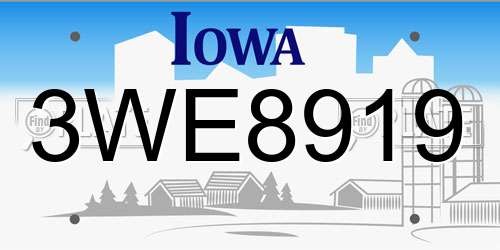 3WE8919 Iowa License Plate