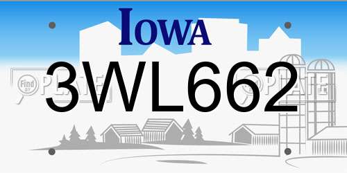 3WL662 Iowa License Plate