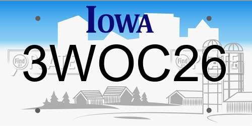 3WOC26 Iowa License Plate